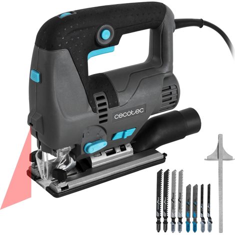 Cecotec Stichsäge MultiCut 8000 Vision, 800W, Pendelschnitt, Kabel de 2m, Plattform aus Aluminiumguss und schlüsselloses Spannfutter, Laserführung und LED-Licht, inkl. 8 Sägen und Führungslineal