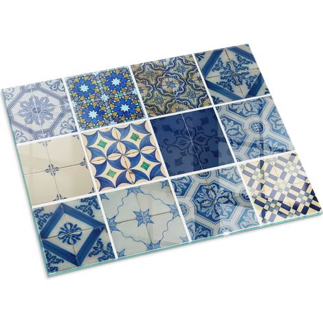 Piastra per Camino di Vetro Temperato Premium Design Elegante e Sicuro Protezione del Pavimento dal Calore Motivo per piastrelle in ceramica 80x60 cm (1/5)