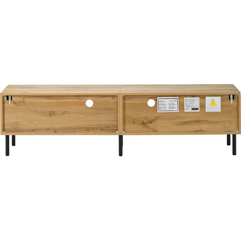 TV-Lowboard 160 cm mit 2 Türen, 2 Schubladen und 2 offenen Fächern in Naturholzoptik (1/5)