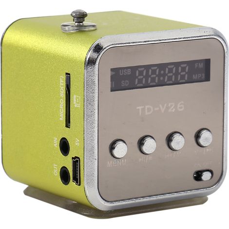 Enceinte Mini Portable avec Radio FM, Lecteur MP3, Support Carte TF et USB, Design Élégant Vert (1/5)