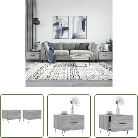 Holzwerkstoff - Couchtische 2 Stk. Grau Sonoma 50x50x40 cm Holzwerkstoff (1/5)