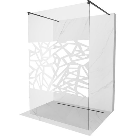 Mexen Kioto freistehende Duschwand 100 x 200 cm, Transparent/Weißes Design 8 mm, Schwarz - 800-100-0 (1/5)