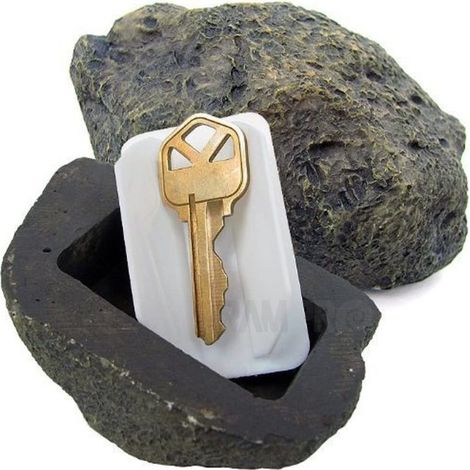 1 Cache-clés extérieur, rocher factice en polyrésine, résistant aux intempéries, pour jardin ou terrasse (1/5)