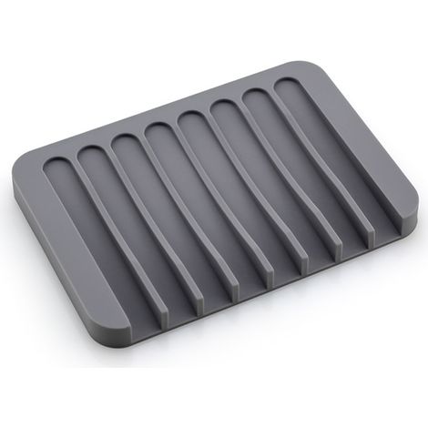 Jabonera de silicona para la ducha, soporte antigoteo para bañera, 11,5 x 8 x 1 cm, 1 unidad, gris/negro/rosa/morado (1/5)