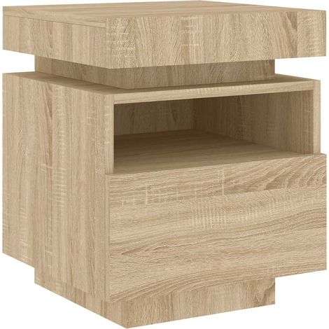 vidaXL Comodino con Luci LED Rovere Sonoma 40x39x48,5 cm