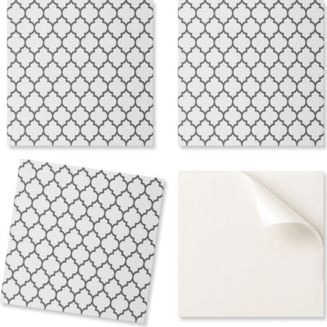 Azulejos de vinilo autoadhesivos para cocina con dise帽o de formas sim茅tricas, 9x30x30 cm.