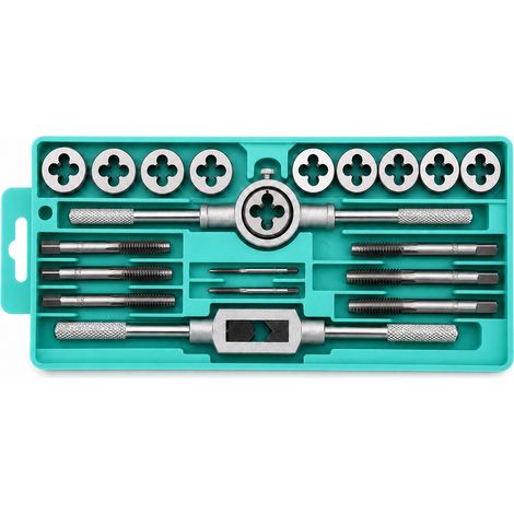 AIHOM – Coffret de Tarauds et Filières 20 Pièces M3-M10, Kit de Taraudage et Filetage Manuel avec Tarauds, Filières et Clés, Outils de Réparation et Usinage des Métaux (1/5)
