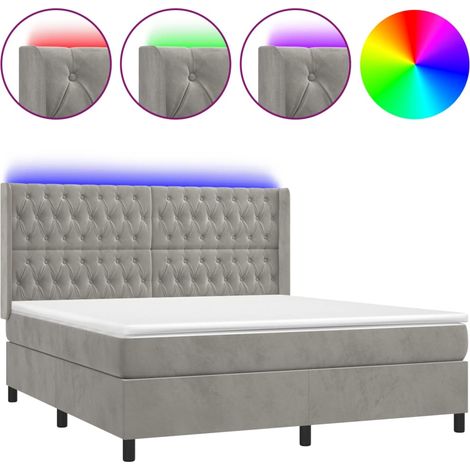 Maison Exclusive - Letto a Molle Materasso e LED Grigio Chiaro 160x200 cm Velluto