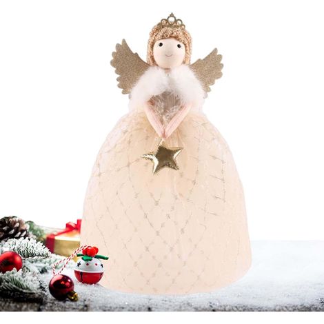 Cime De Sapin De Noël Mignons Ornements Étoile Ange Ange Douce avec Ailes pour le Sapin pour la Chambre le Salon le Bureau la Cheminée la Fête l'Hiver le Patio le (1/5)