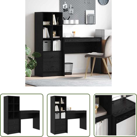 Bureau moderne - Bureau avec tiroir 2 pcs Chêne noir (1/5)