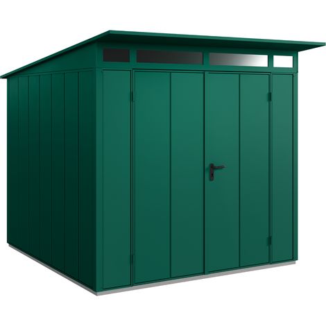 Hörmann Metall-Gerätehaus Berry Modern mit Pultdach Typ 2, 248 x 283 cm, moosgrün, 7 m², 2-flüglige Tür (1/5)