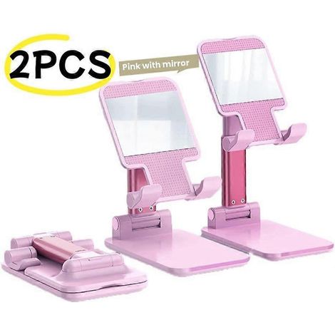 (2PCS ROSES) Lot de 2 supports de téléphone réglables, support stable en plastique avec grille antidérapante, compatible avec tous les smartphones (1/5)