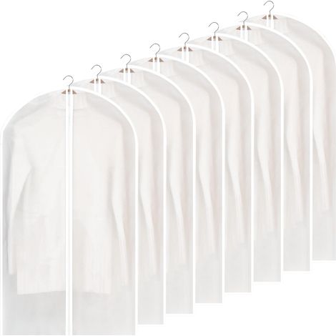 Kleiderhüllen, 8 Stück Anzug-/Kleiderschrankhülle, faltbarer Schutz, transparenter, staubdichter, wasserdichter Schutz mit Reißverschluss für Hemd/Anzug/Mäntel (1/5)
