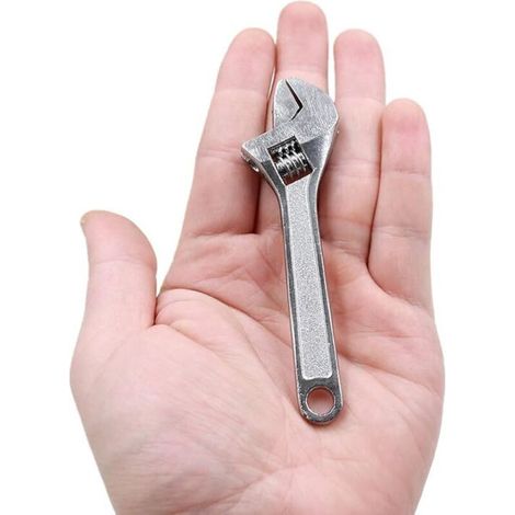Argent Mini clé à molette réglable en acier de 10,2 cm pour l'industrie et la réparation automobile (1/5)