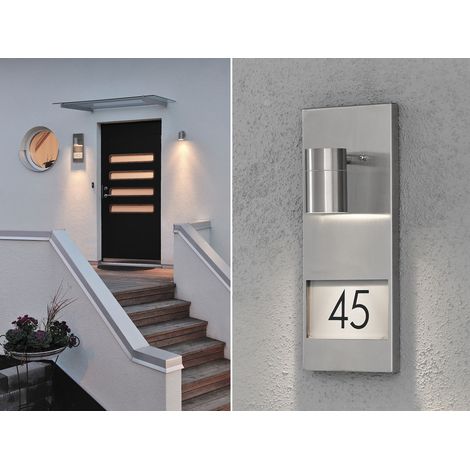 Große LED Außenwandleuchte / Hausnummernleuchte Downlight, Edelstahl (1/5)