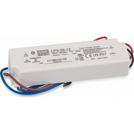 MEAN WELL LPV-35-12 35W White power supply unit - Power Supply Units (35 W, 100 - 264, 5%, 47 - 63, 85%, White) (1/3)