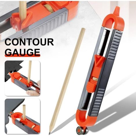 – Righello di contorno con matita – Calibro di duplicazione per forme irregolari – Supporto regolabile in metallo e ABS – Precisione per la lavorazione del legno (1/4)
