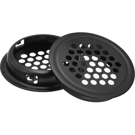 35mm (1-3/8") Circular Soffite Grille, 10pcs Stainless Steel Circular Air Vent Grills with Round Mesh Hole for Kitchen Bathroom Cabinet, Black (1/5)