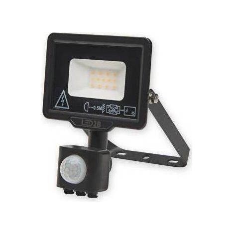 Projecteur avec détecteur de mouvement LED MHC 10W 3000K IP44 noir blanc chaud (1/2)
