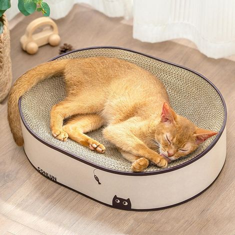 Griffoir pour chat en carton ondulé, lit lounge pour chat avec design ergonomique, surface à gratter haute densité pour soin des griffes, structure robuste et durable pour repos et jeu, adapté pour to
