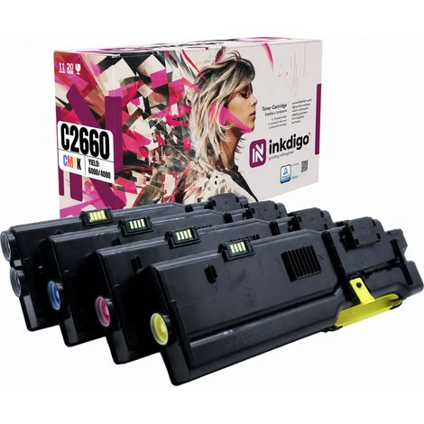 Toner Inkdigo 593-bbbu/bbbt/bbbs/bbbr compatibile con Dell C2660dn C2665dnf, certificato TÜV. (1/5)