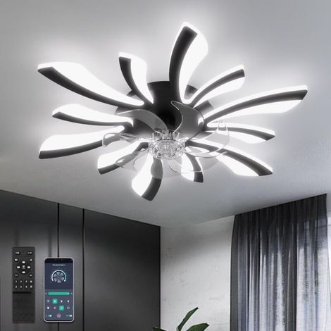 78cm Ventilateur de Plafond avec Lumière et Télécommande Grand Luminaire Ventilateur Plafond Dimmable 6 Vitesses