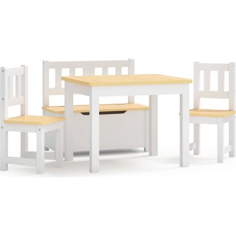 Ensemble de table et chaises enfants 4 pcs Blanc et beige MDF