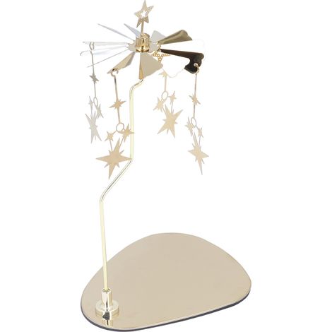Porte-bougie rotatif en acier inoxydable, style européen romantique avec plateau triangulaire étoilé pour aromathérapie et carillon à vent. (1/5)