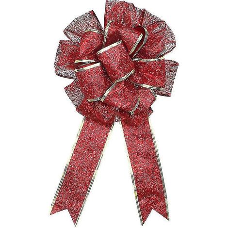 Adornos navideños, 1 lazo grande de Navidad, ramo de lazos rojos y dorados, decoraciones artesanales. (1/5)