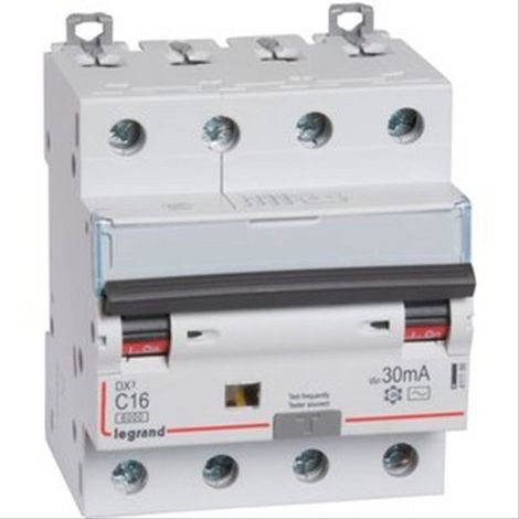 Disjoncteur différentiel monobloc DX6000 10kA arrivée haute automatique départ bas vis U+N 230V 16A typeAC 30mA (410801) (1/2)