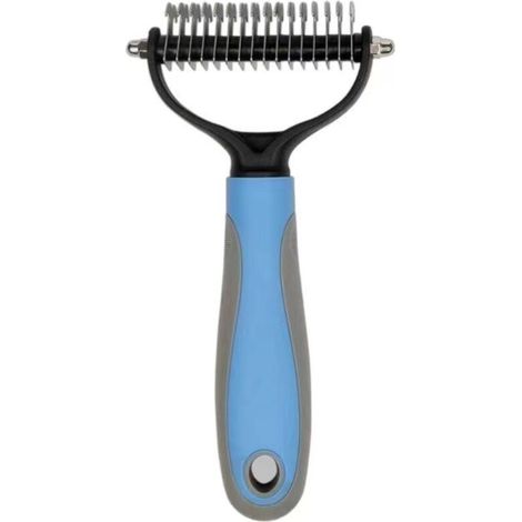 Brosse dépilatoire premium pour chiens et chats, pour poils moyens et longs, bleu (1/3)