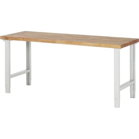Etabli brut avec hauteur de travail réglable et plan de travail massif 2000x700x790-1140 mm