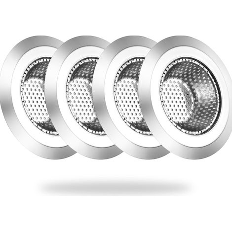 Colador de desagüe de fregadero de 4 piezas, de acero inoxidable, con tapón de desagüe de 7 cm de ancho. (1/3)