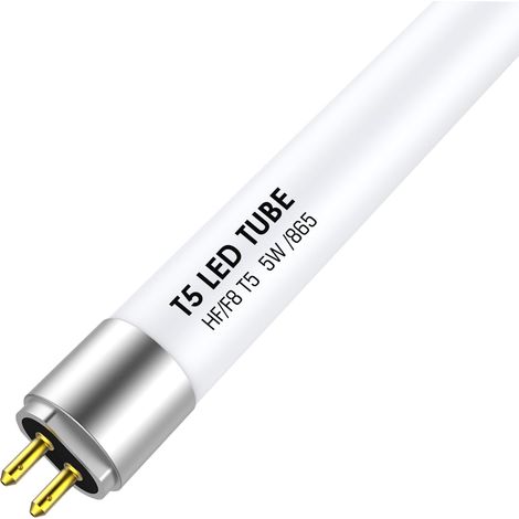 Tube LED T5 court 288 mm, mini tube LED, 5 W, 685 lm, 6500 K, culot G5, remplacement des ampoules classiques T5 8 W pour EVG, basse tension, 865 blanc lumière du jour, 1 paquet (1/5)