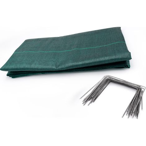 Kit : Toile de paillage 90g/m² verte + agrafes 1,05m x 10m Vert 90g/m²