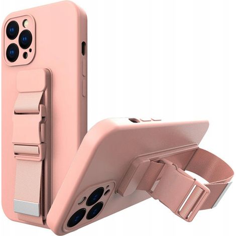 Custodia in gel con cordino, borsa a catena, cordino per iPhone 11 Pro rosa (1/5)