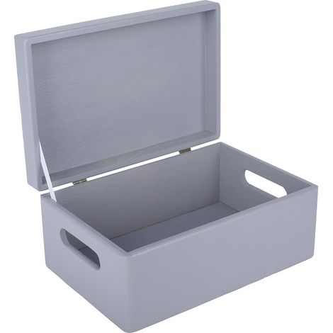 Scatola Portaoggetti in Legno con Manici 30x20x14 cm – Grigia