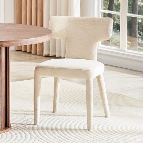 Chaise de salle à manger 45x47,5x80,7 cm en tissu blanc, design moderne, lot de 2 FloraGrace (1/5)