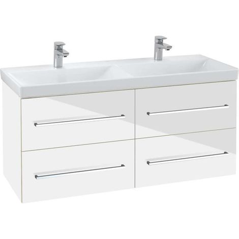 Lavabo VB US Avento 1180x514x452mm, 4 tiroirs, avec cristal intégré blanc (1/3)