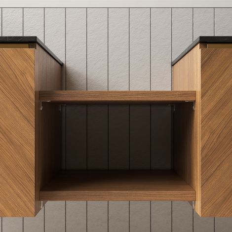 Estante de repuesto para mueble de baño 40 cm, acabado roble marrón, REDOM (1/5)