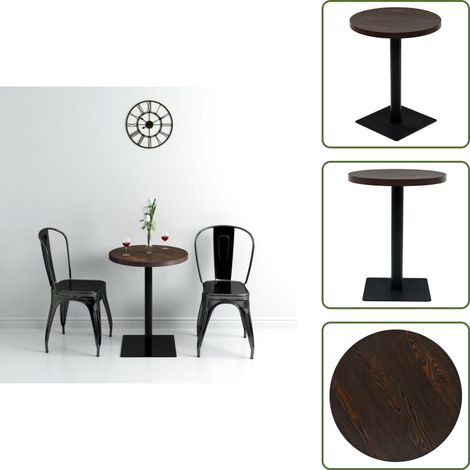 Bistrotisch MDF und Stahl Rund 60×75 cm Dunkle Esche - Esstisch - Bistrotisch - Runder Tisch - Holztisch - Tisch Für Café (1/5)