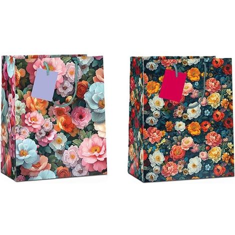 Sacchetto regalo con fiori 14x11,5x6,5 cm (MISTO)