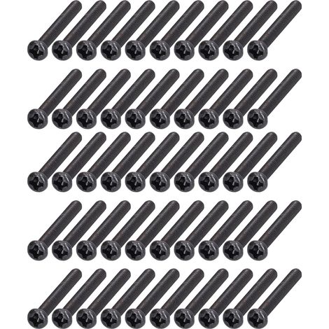 50 vis à métaux M3x25 tête bombée acier zingué noir filetage complet visserie fixation