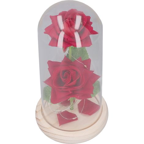 Roses LED sur Socle Bois - Décoration Lumineuse Saint-Valentin - Idée Cadeau Romantique (1/5)