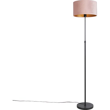 Floor Lamp Black with Velvet Lampshade Pink with Gold 35 cm - Parte (1/4)