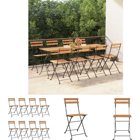 Klappbare Stühle - vidaXL Bistrostühle 8 Stk. Klappbar Massivholz Teak und Stahl - Gartenmöbel (1/5)