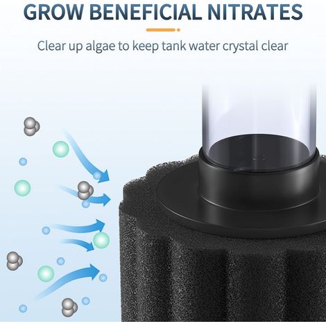 Filtre Éponge pour Aquarium Mini Pompe à Air de Filtration pour Petit Réservoir de Poisson 4 à 11 Litres Éponge Biochimique avec Tuyau d'Air