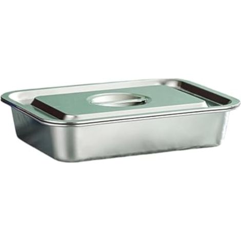 Plat à four extra profond en acier inoxydable avec couvercle pour lasagnes et rôtissage - Résistant au four jusqu'à 260 °C (32 × 22 × 7) (1/5)