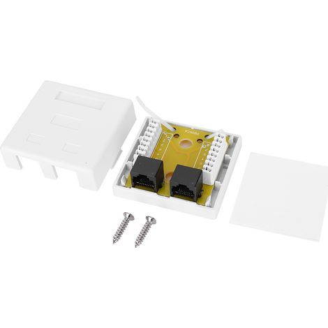 Connecteur de réseaux à double port RJ45-8P8C Cat 6, boîte de jonction d'informations de bureau montée en Surface (1/5)
