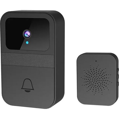 Sonnette vidéo sans fil intelligente (noire), caméra de sonnette vidéo haute définition avec communication vocale bidirectionnelle (1/5)